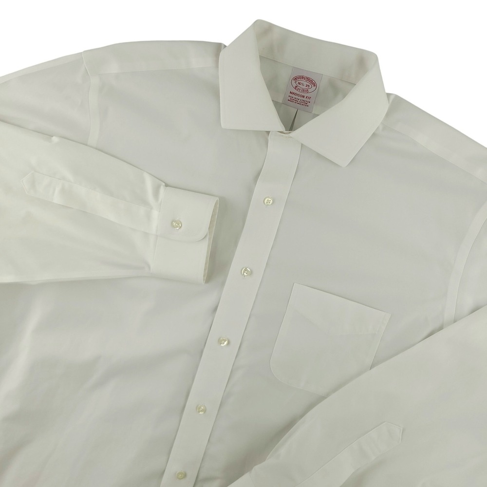 Brooks Brothers Dress Shirt Mens 16.5 35 White Madison Non Iron Supima